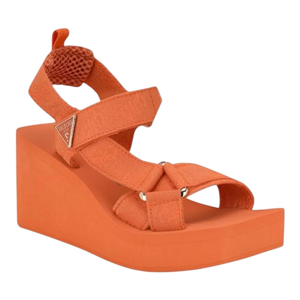 GUESS Women's Daysa Quattro-G Strappy Eva Wedge Platform Sandals Orange Size 7
